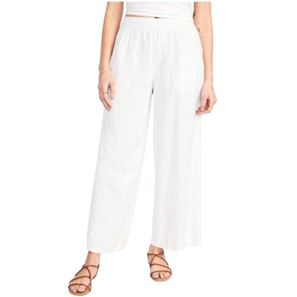 Old Navy High Waisted Linen Blend Wide Leg Pants 3X NEW Summer Travel